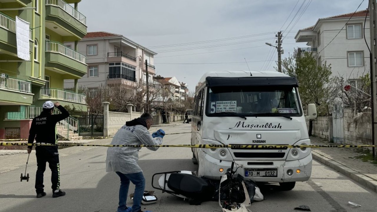 Karaman'da minibüsle çarpışan elektrikli motosikletteki 2 çocuk ağır yaralandı