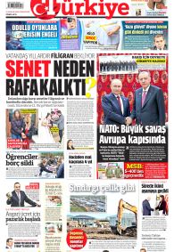 TÜRKİYE GAZETESİ Gazete Manşeti