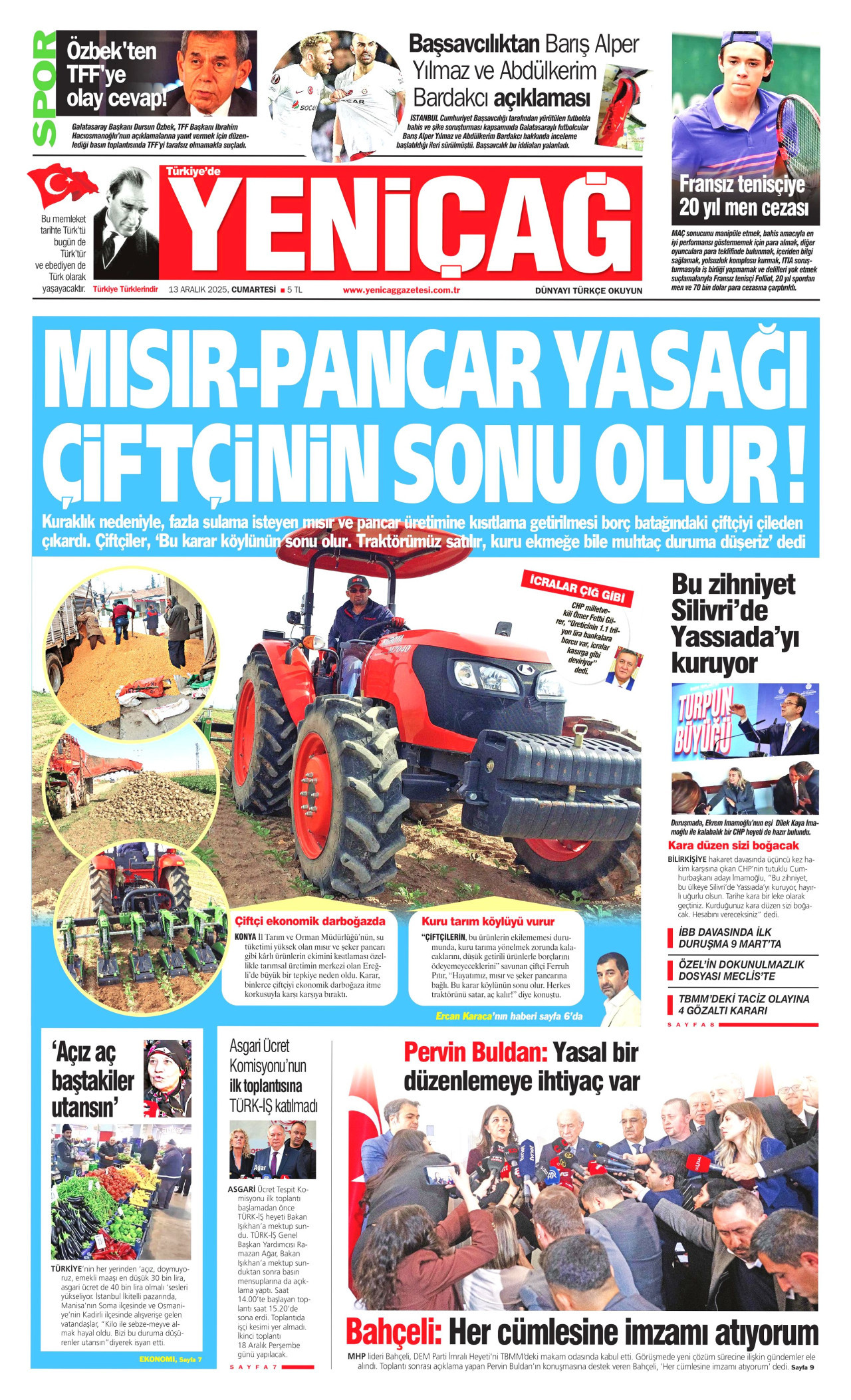 YENİÇAĞ Gazete Manşeti